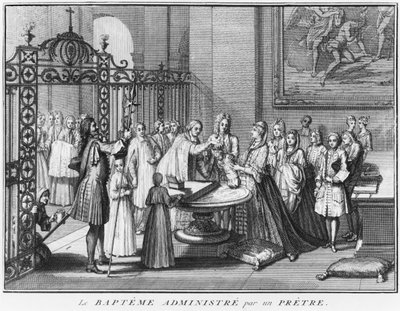 Priest baptising, illustration from 